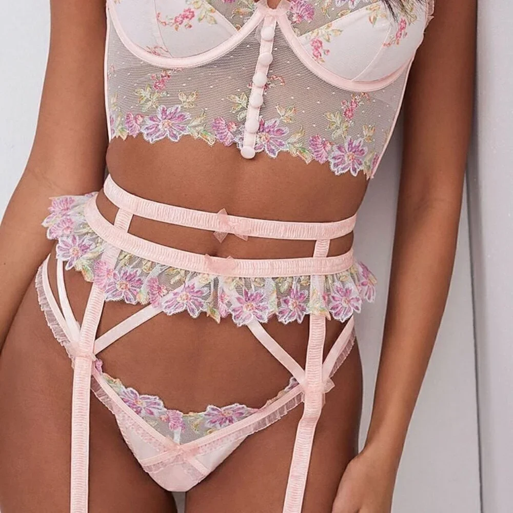 NEW For Love & Lemons April Bloom Garter Belt - XXS